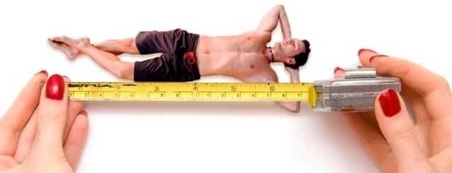 The image symbolizes the measurement of a male penis before enlargement
