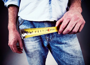The man measured his penis with a tape measure